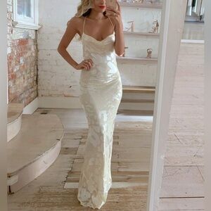 NWT Rat & Boa Primrose White Maxi Long Dress Gown Small Satin New Cream Bridal